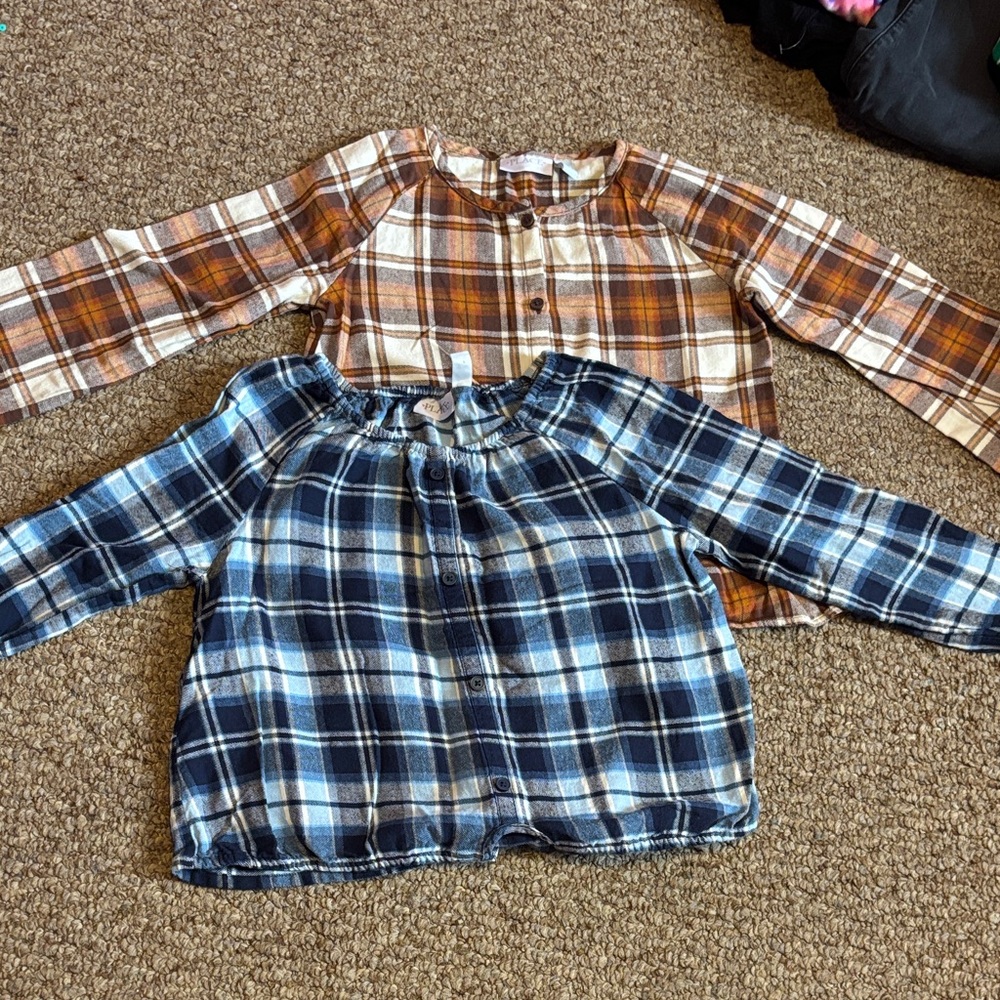 The Children's Place Plaid Button Down Shirts - Blue and Brown